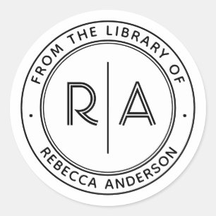 Adesivo Monograma Mínimo Moderno Biblioteca do Cartão de L