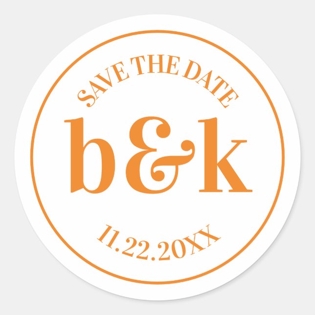 Adesivo Monograma Mínimo Moderno Data de Salvamento Casame (Frente)