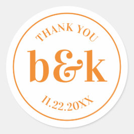 Adesivo Monograma Mínimo Moderno Iniciais Laranja Casament