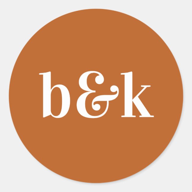 Adesivo Monograma Mínimo Moderno Iniciais Laranja Casament (Frente)