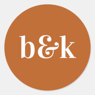 Adesivo Monograma Mínimo Moderno Iniciais Laranja Casament