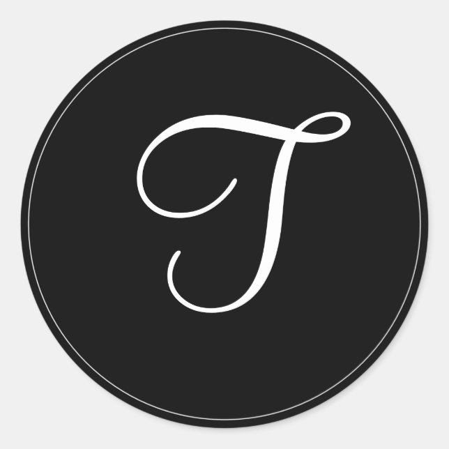 Adesivo MONOGRAMA: modelo "T" de Monograma Branco e Preto (Frente)