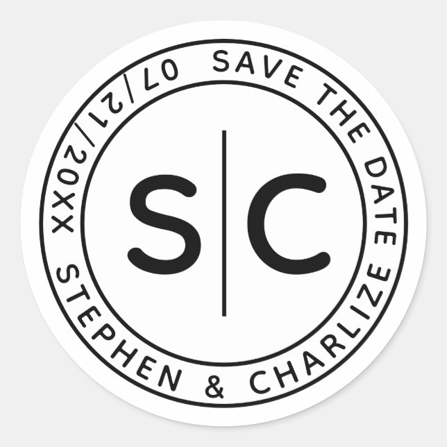 Adesivo Monograma Moderno Casamento Arredondado Salvar A D (Frente)