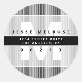 Adesivo Monograma Moderno e Faixa Endereço de Devolução de