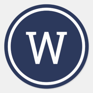 Adesivo Monograma Moderno Elegante Azul Naval