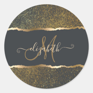 Adesivo Monograma Moderno Elegante com Toque Dourado