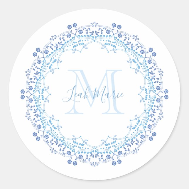 Adesivo Monograma Moderno Elegante Mandala Script (Frente)
