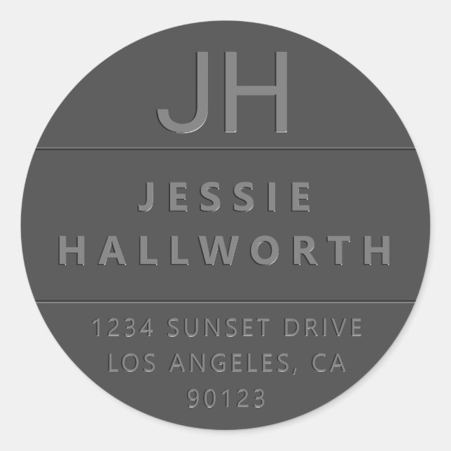 Adesivo Monograma Moderno Emboscada por na moda Faux (Frente)