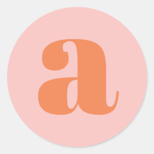 Adesivo Monograma Moderno Inicial Letra Rosa Laranja Paste