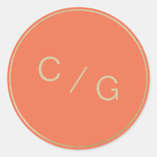 Adesivo Monograma moderno minimalista do casal da laranja