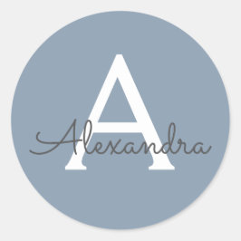 Adesivo Monograma Moderno Minimalista Dusty Blue Elegante