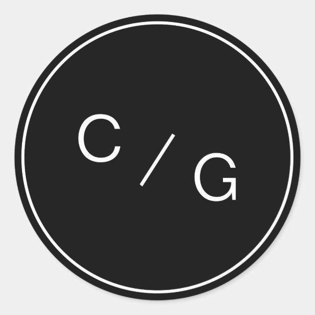 Adesivo Monograma moderno minimalista preto e branco (Frente)