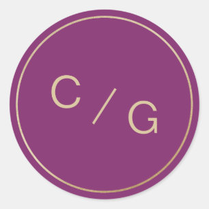Adesivo Monograma moderno minimalista roxo do casal da
