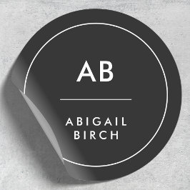 Adesivo Monograma Moderno Minimalista Simples Preto e Bran