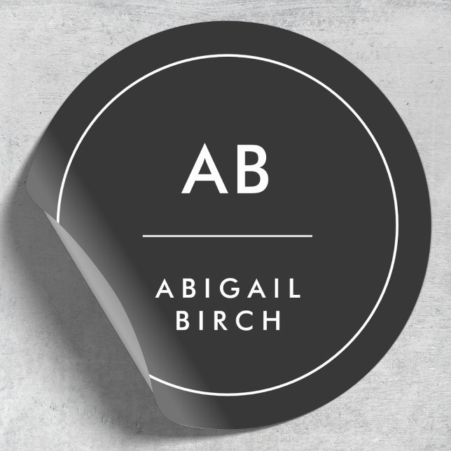 Adesivo Monograma Moderno Minimalista Simples Preto e Bran (Criador carregado)