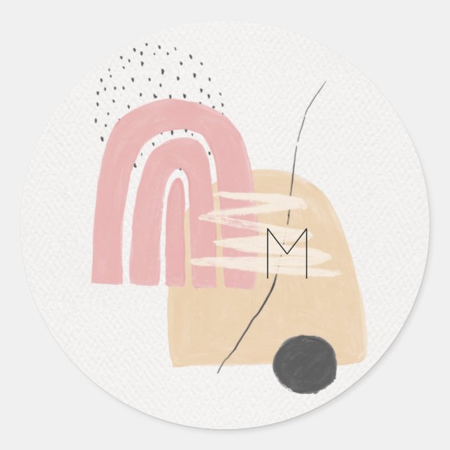 Adesivo Monograma Moderno Rosa Bege Arco-Íris (Frente)