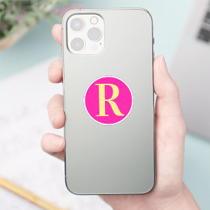 Adesivo Monograma Moderno Simples Rosa Quente