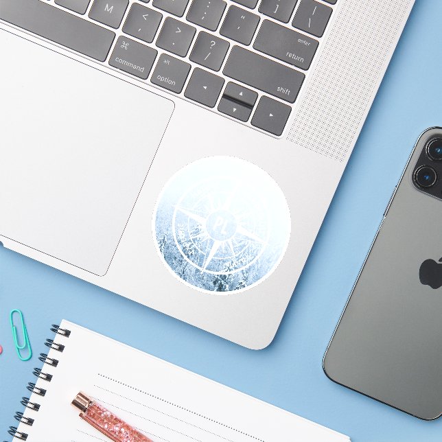 Adesivo Monograma monograma de emblem em estrela de compas (Notebook com iPhone)