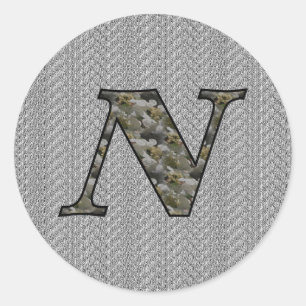 Adesivo Monograma N Hydrangea Floral Sticker