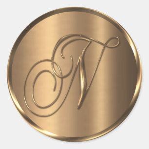 Adesivo Monograma N Selo de Envelope de Bronze Não METÁL