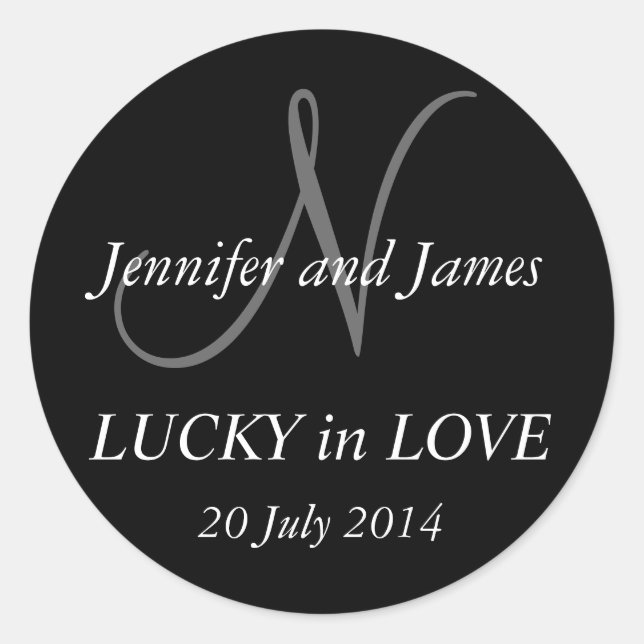 Adesivo Monograma N Stickers para Casamentos Pretos (Frente)