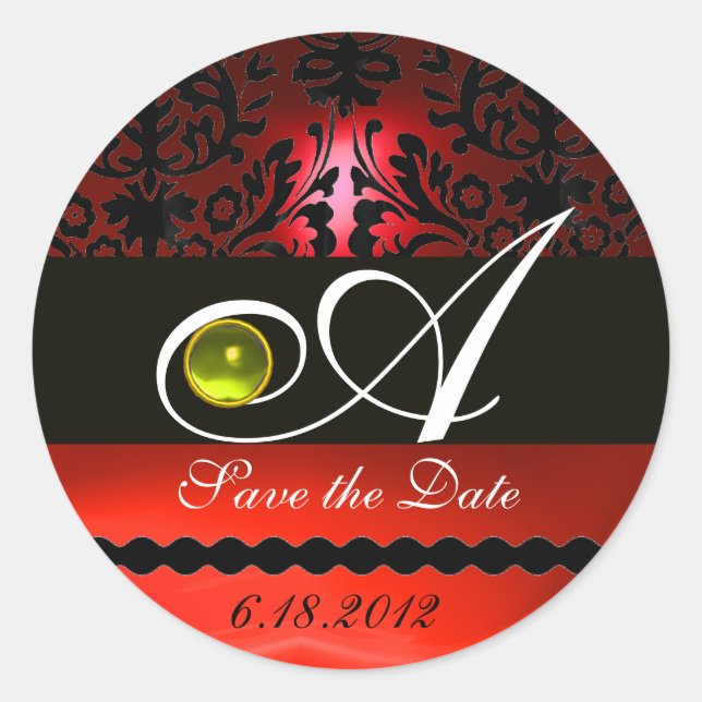 Adesivo MONOGRAMA NEGRO E VERMELHO, Topaz Amarelo (Frente)