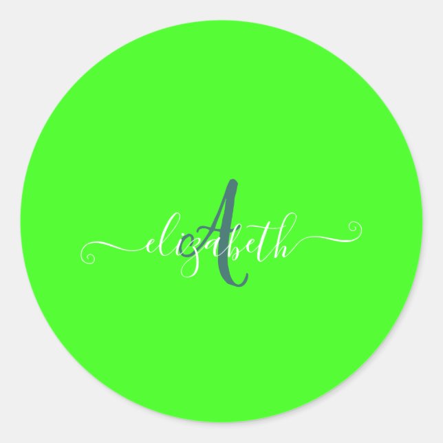 Adesivo Monograma Neon Fluorescente Verde  (Frente)