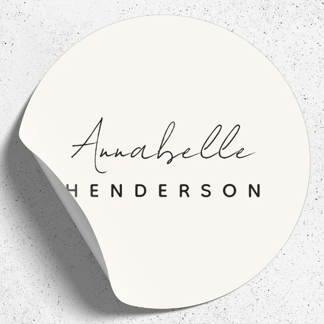 Adesivo Monograma neutro | Na moda minimalista moderno (Modern ivory cream monogram sticker by Guava - elegant, feminine, and customizable)