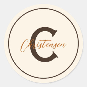 Adesivo Monograma Nome Marrom Envelope Rust