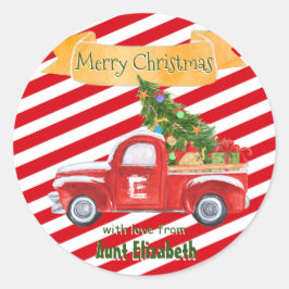 Adesivo Monograma Nome Vintage Red Truck Natal