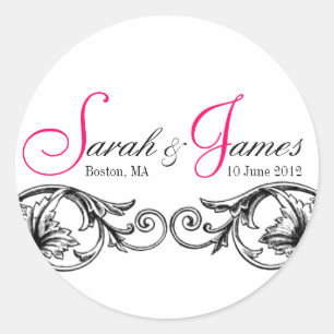 Adesivo Monograma Nomes Data Local Vinhetas de Casamento