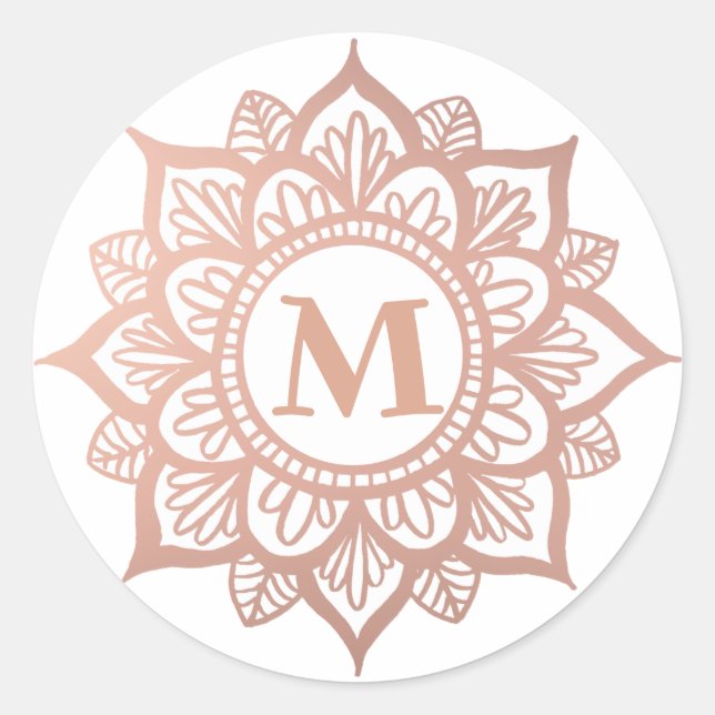 Adesivo Monograma Novo Rosa Dourado Mandala (Frente)