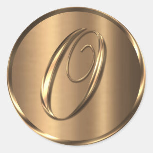 Adesivo Monograma O Selo de Envelope de Bronze Não METÁLIC