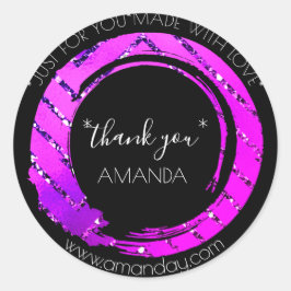 Adesivo Monograma Obrigado Boutique Web Compra Preto Rosa