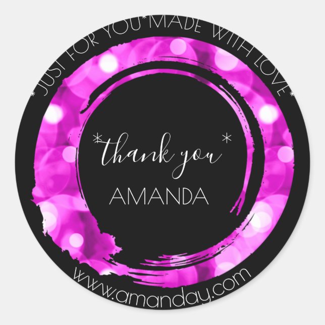 Adesivo Monograma Obrigado Web Boutique Moderno Rosa Quent (Frente)