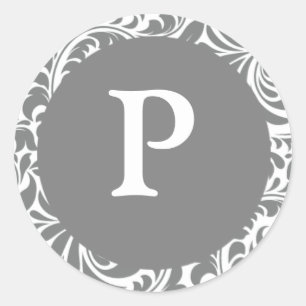 Adesivo Monograma P Cinzas de convites personalizáveis St