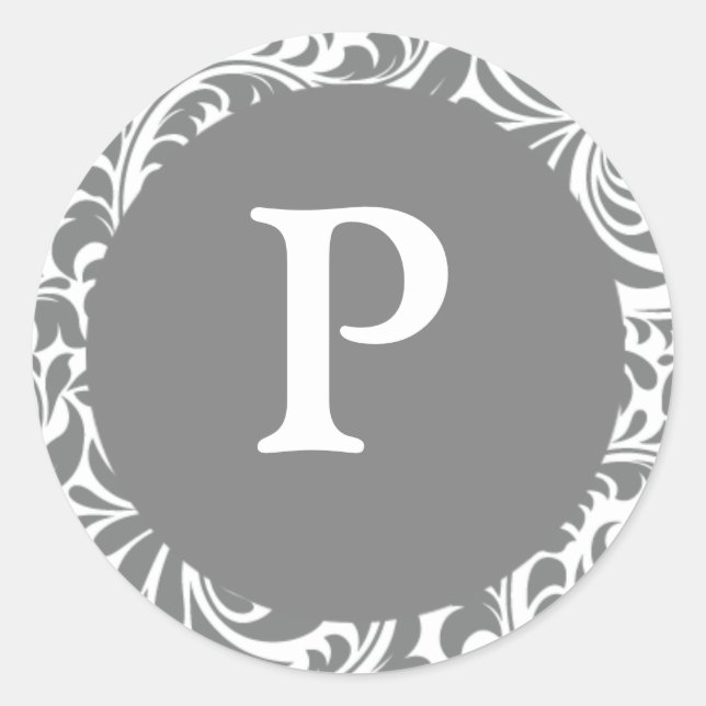 Adesivo Monograma P Cinzas de convites personalizáveis Sti (Frente)