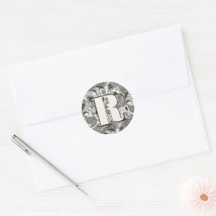 Adesivo Monograma paisley preto e branco