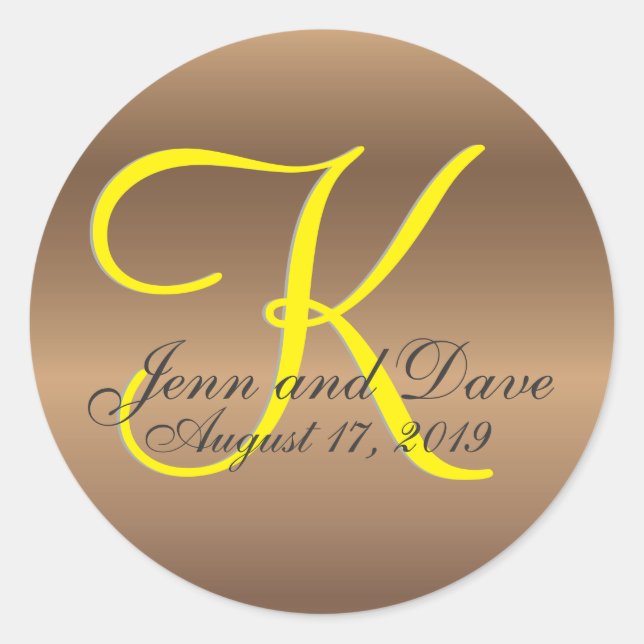 Adesivo Monograma 🔑 Pecan de Na moda de bronze (Frente)