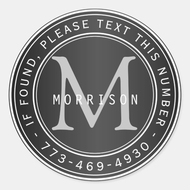 Adesivo Monograma perdido e achado em preto (Frente)