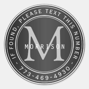 Adesivo Monograma perdido e encontrado no preto