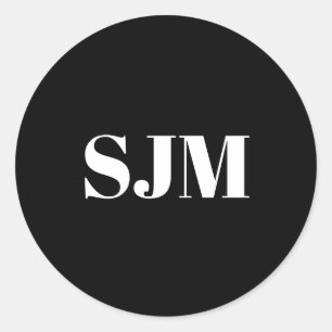 Adesivo Monograma personalizado branco preto mínimo