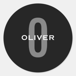 Adesivo Monograma Personalizado Cinza Negra Nome Branco