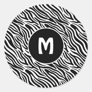 Adesivo Monograma Personalizado com Estampa de Zebra