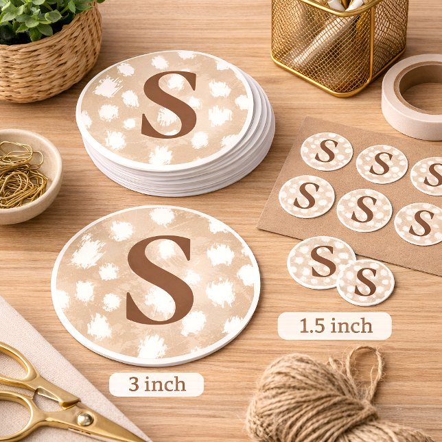 Adesivo Monograma Personalizado com Impressão de Veado, Ce (Monogram Deer Print Round Stickers)