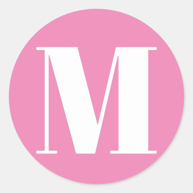 Adesivo Monograma personalizado cor-de-rosa branco (Frente)
