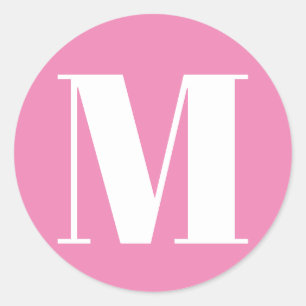 Adesivo Monograma personalizado cor-de-rosa branco