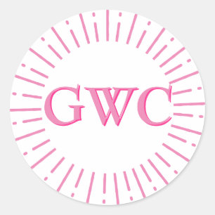 Adesivo Monograma Personalizado de Burst Sun Cor-de-rosa c