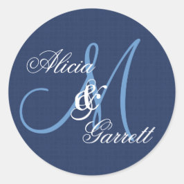 Adesivo Monograma Personalizado de Casamento Azul da Meia-