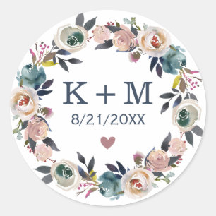 Adesivo Monograma personalizado de casamento Obrigado Pres